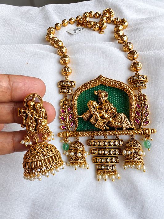 Raas Leela Antique Gold Jadau Long Necklace Set