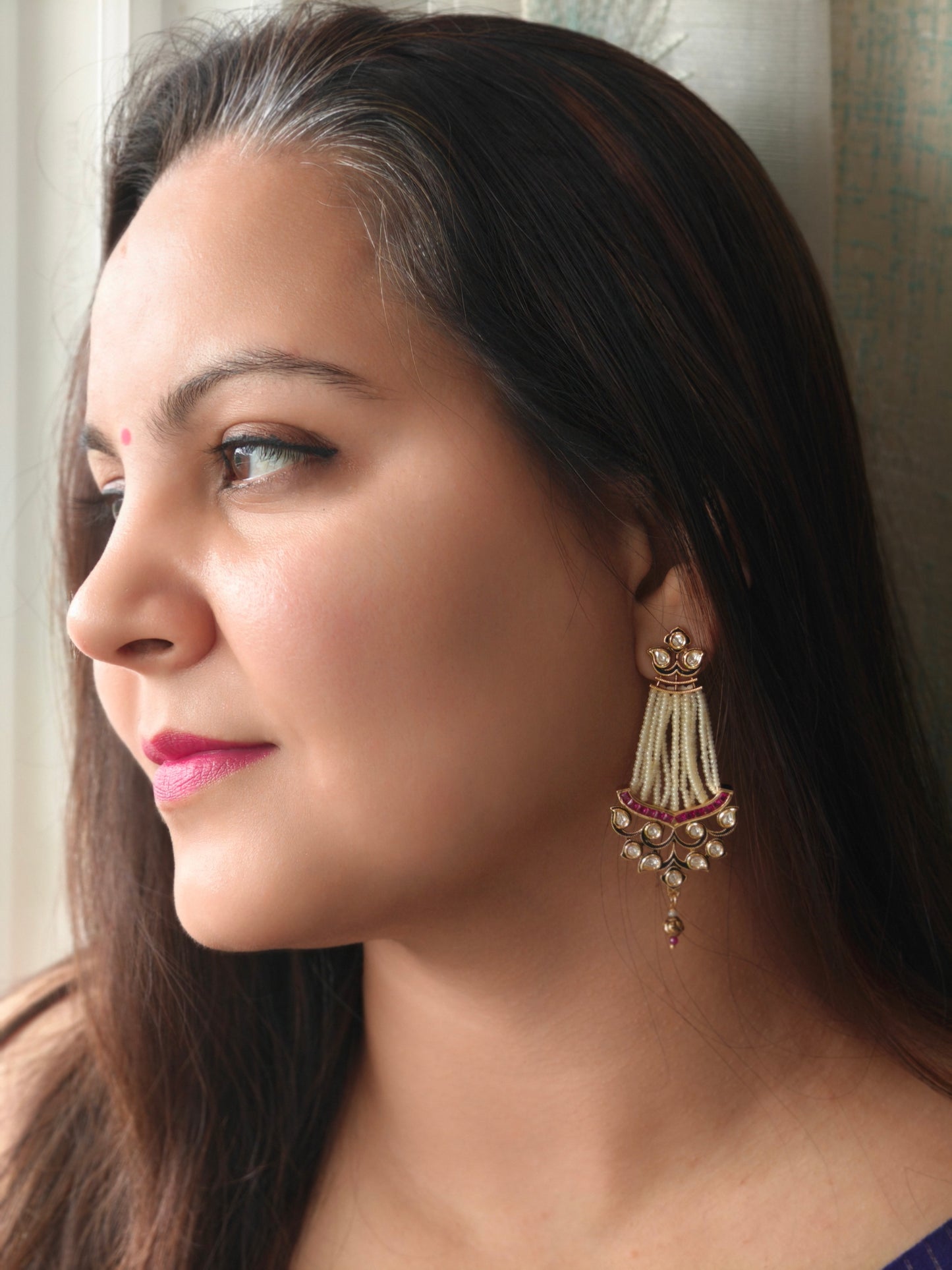 Kemp Stone Studded Jhaalar Earrings