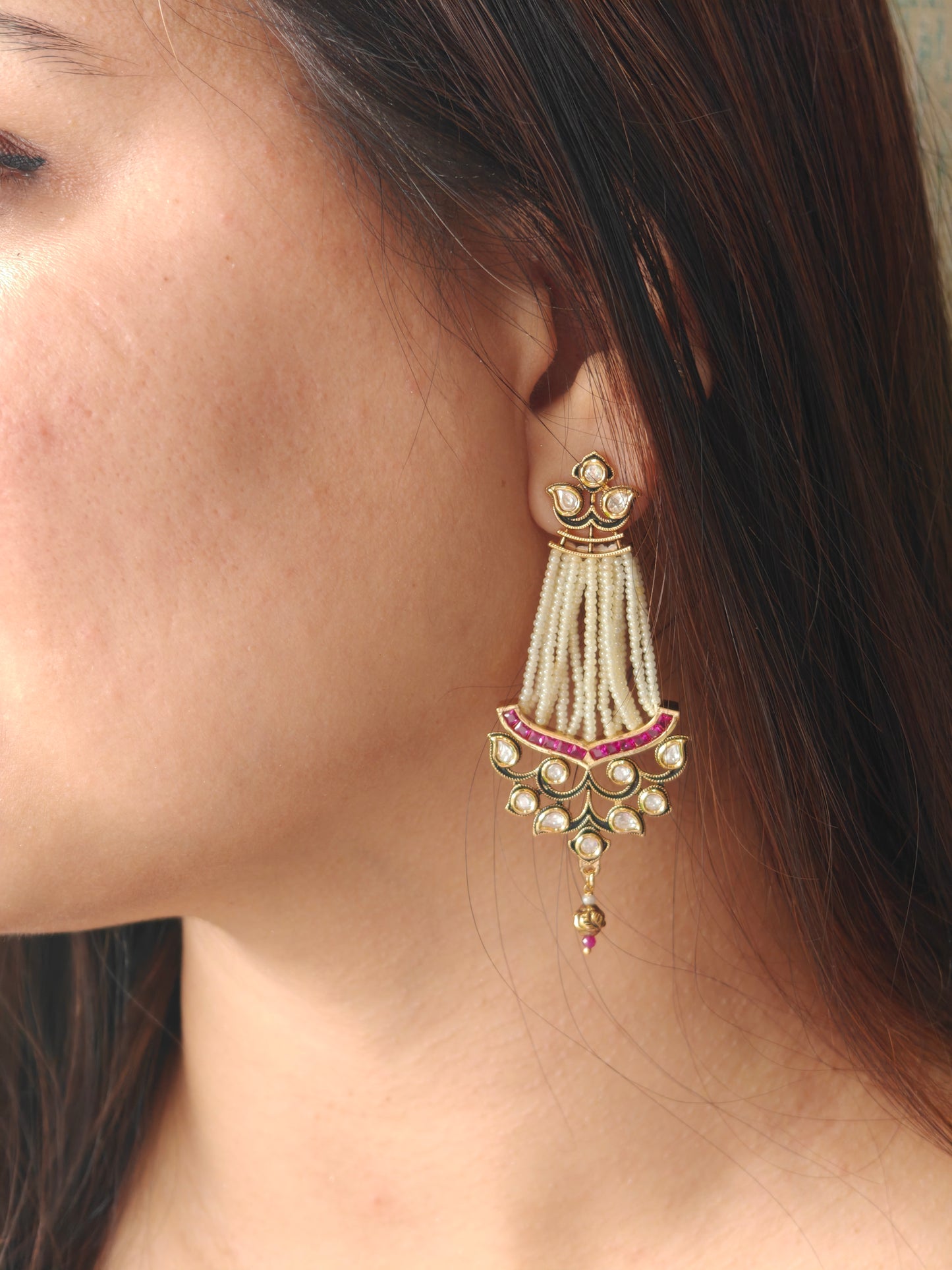 Kemp Stone Studded Jhaalar Earrings