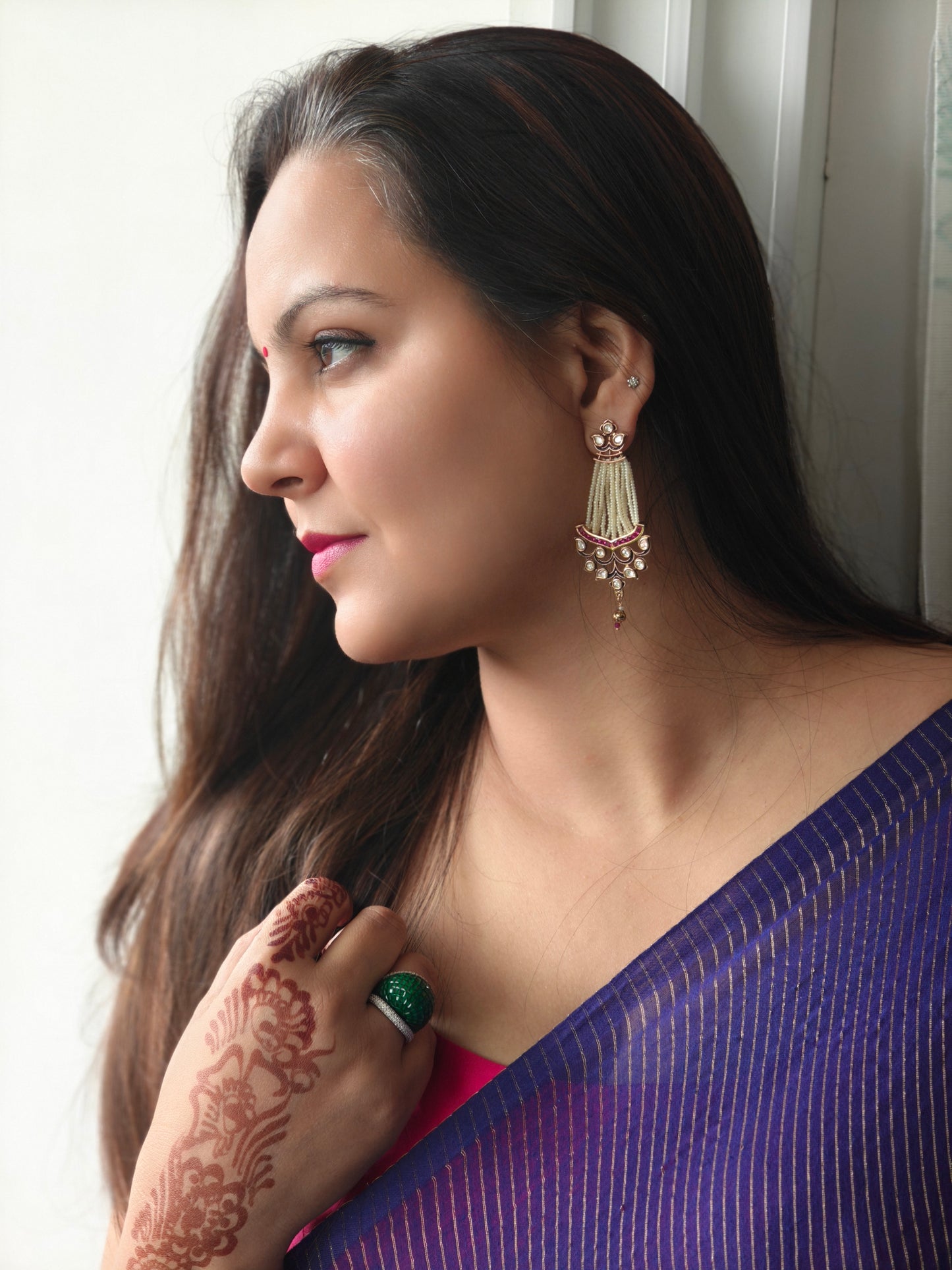 Kemp Stone Studded Jhaalar Earrings