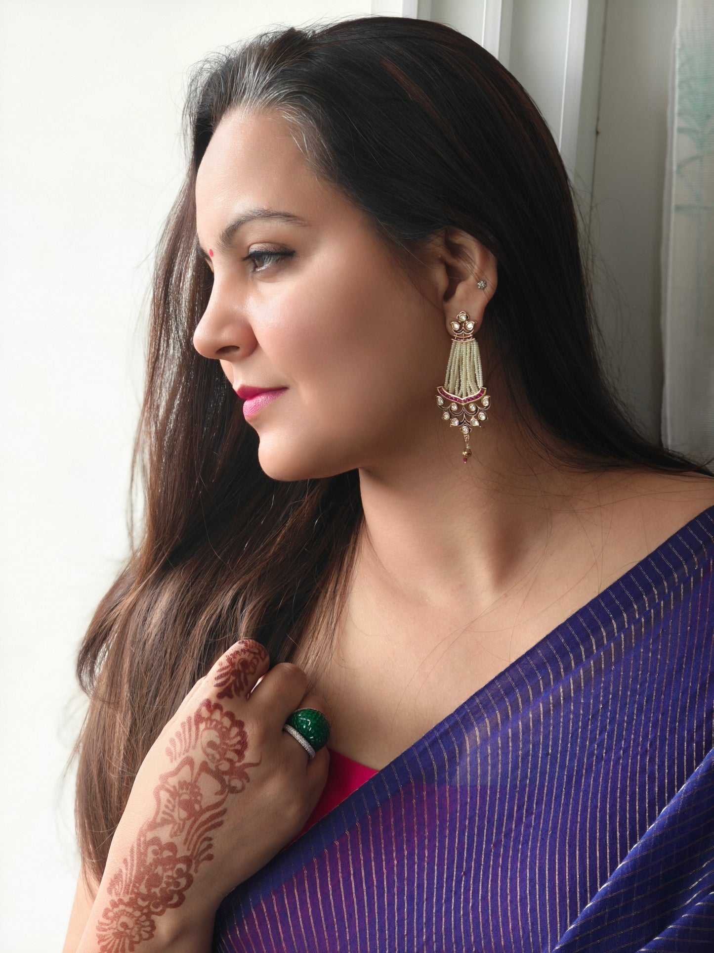 Kemp Stone Studded Jhaalar Earrings