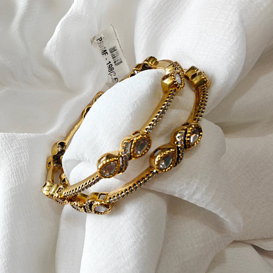 Sleek Polki Studded with channel fitting Bangles