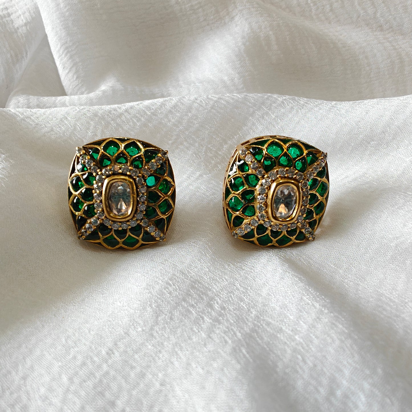 Emerald Square Studs
