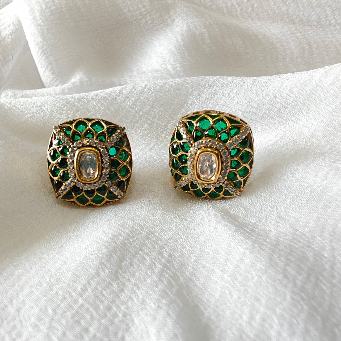 Emerald Square Studs