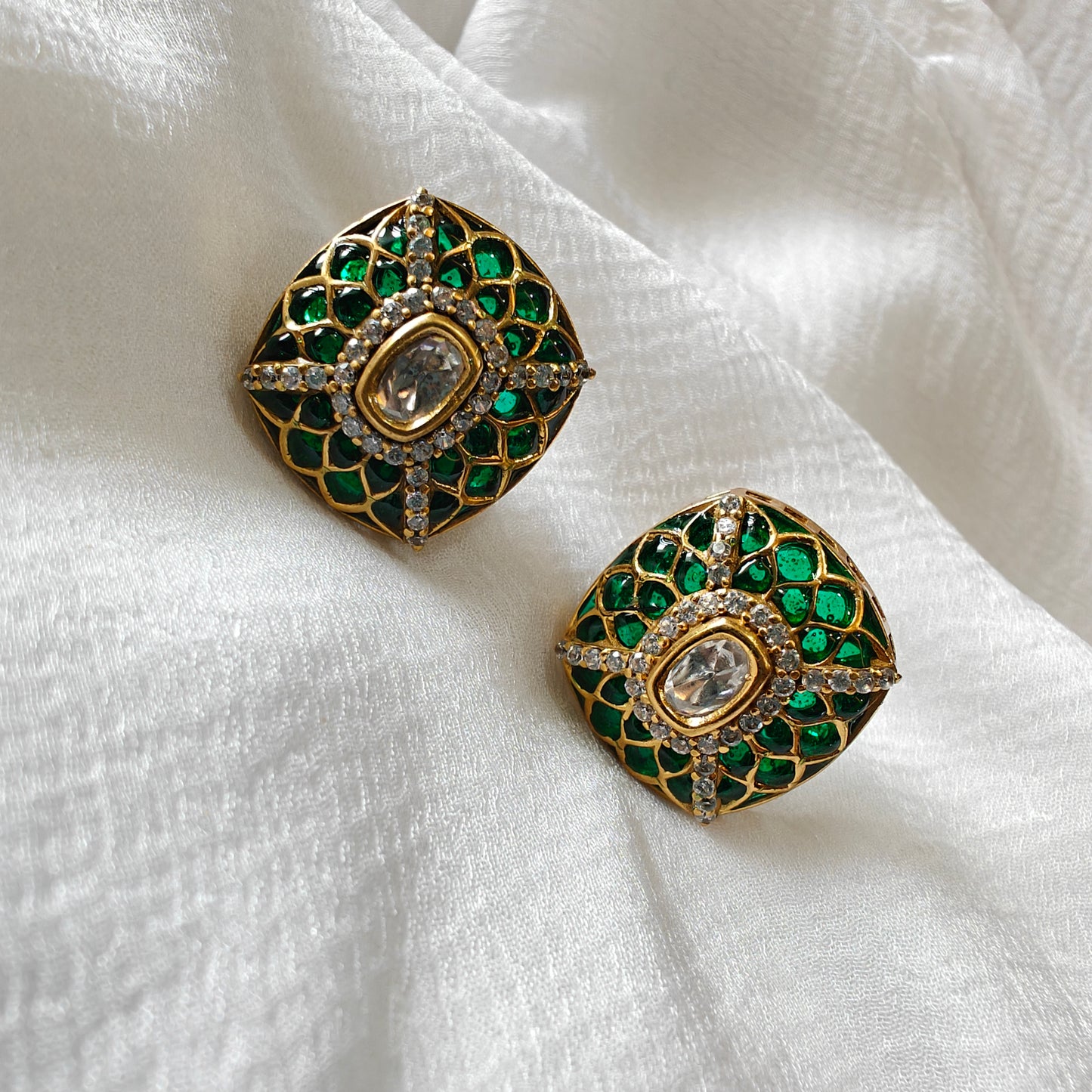 Emerald Square Studs