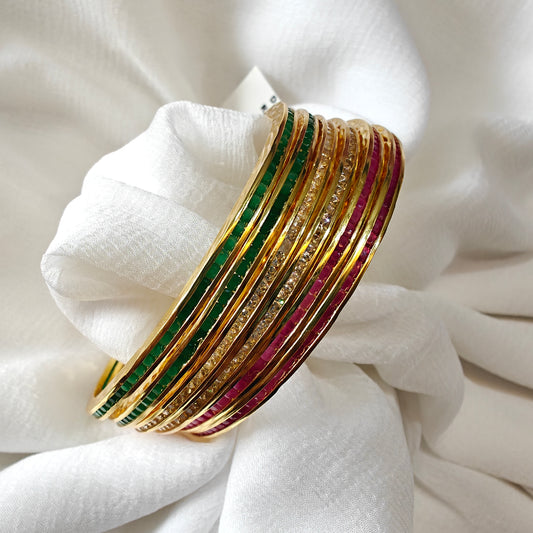 Channel Fitted Multicolored Bangles (Set of 6)
