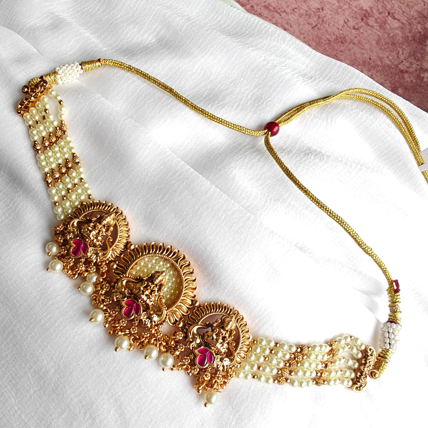 Tri-Devi Choker in 18K Antique Gold Finish