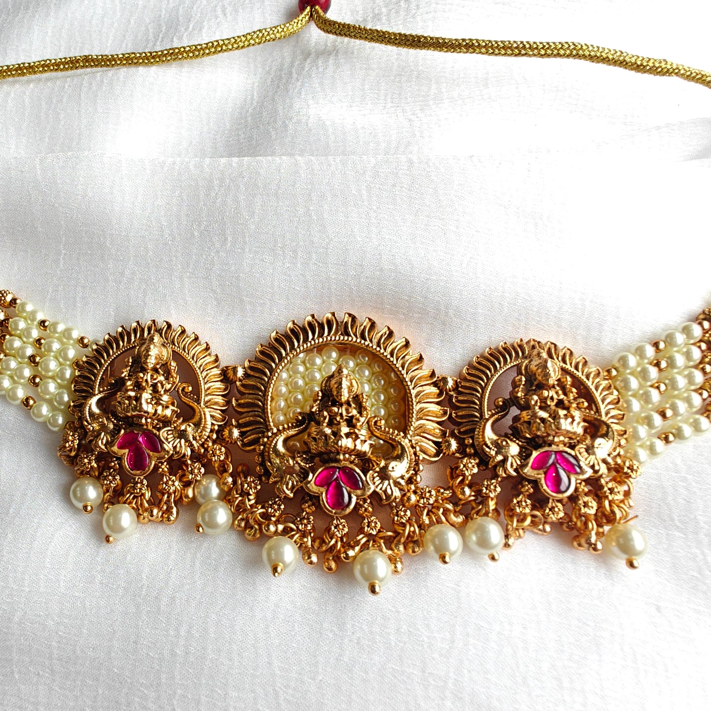 Tri-Devi Choker in 18K Antique Gold Finish