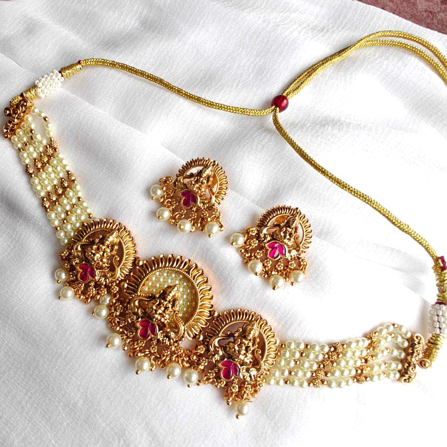 Tri-Devi Choker in 18K Antique Gold Finish