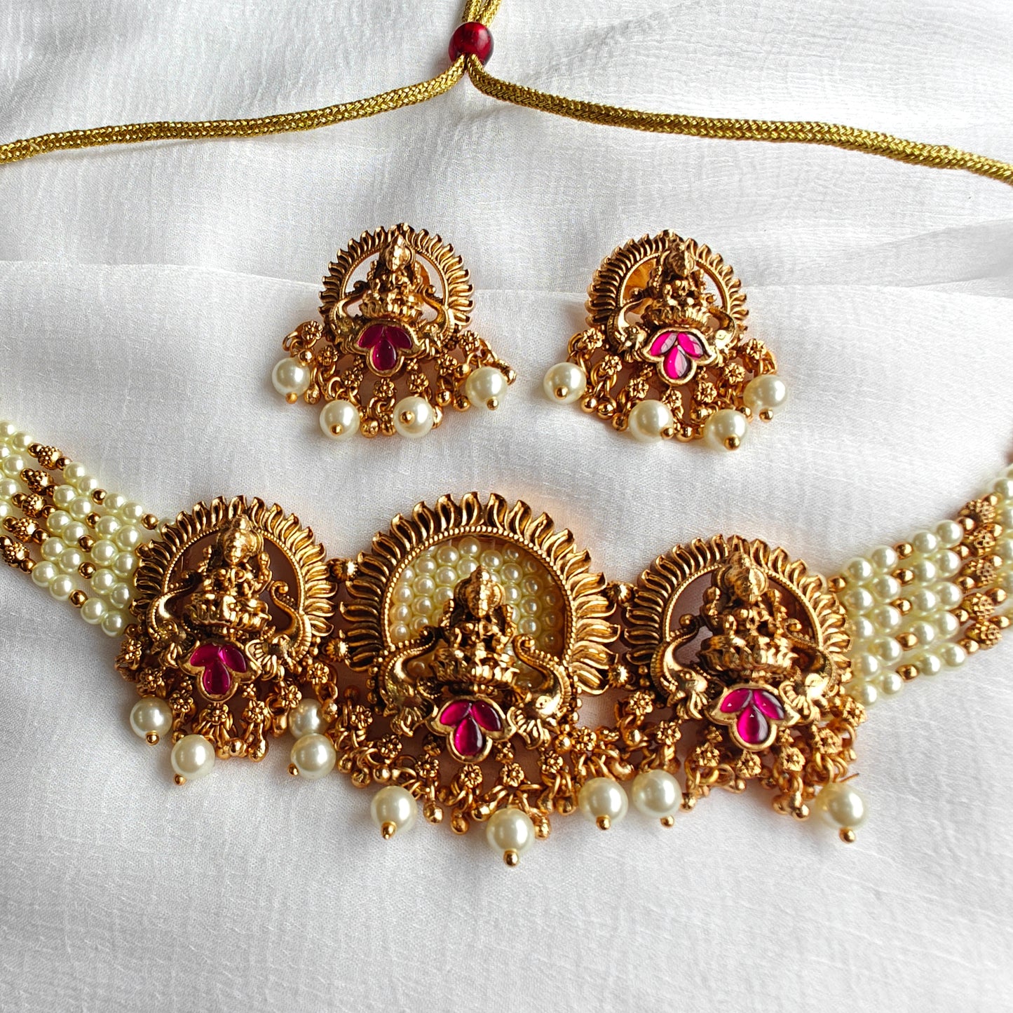 Tri-Devi Choker in 18K Antique Gold Finish