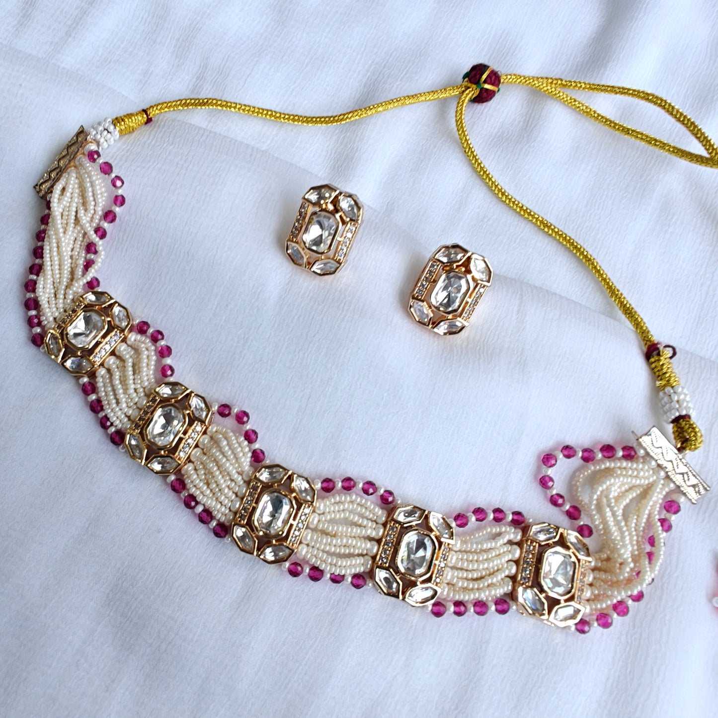 Sleek Pearl and Polki Choker