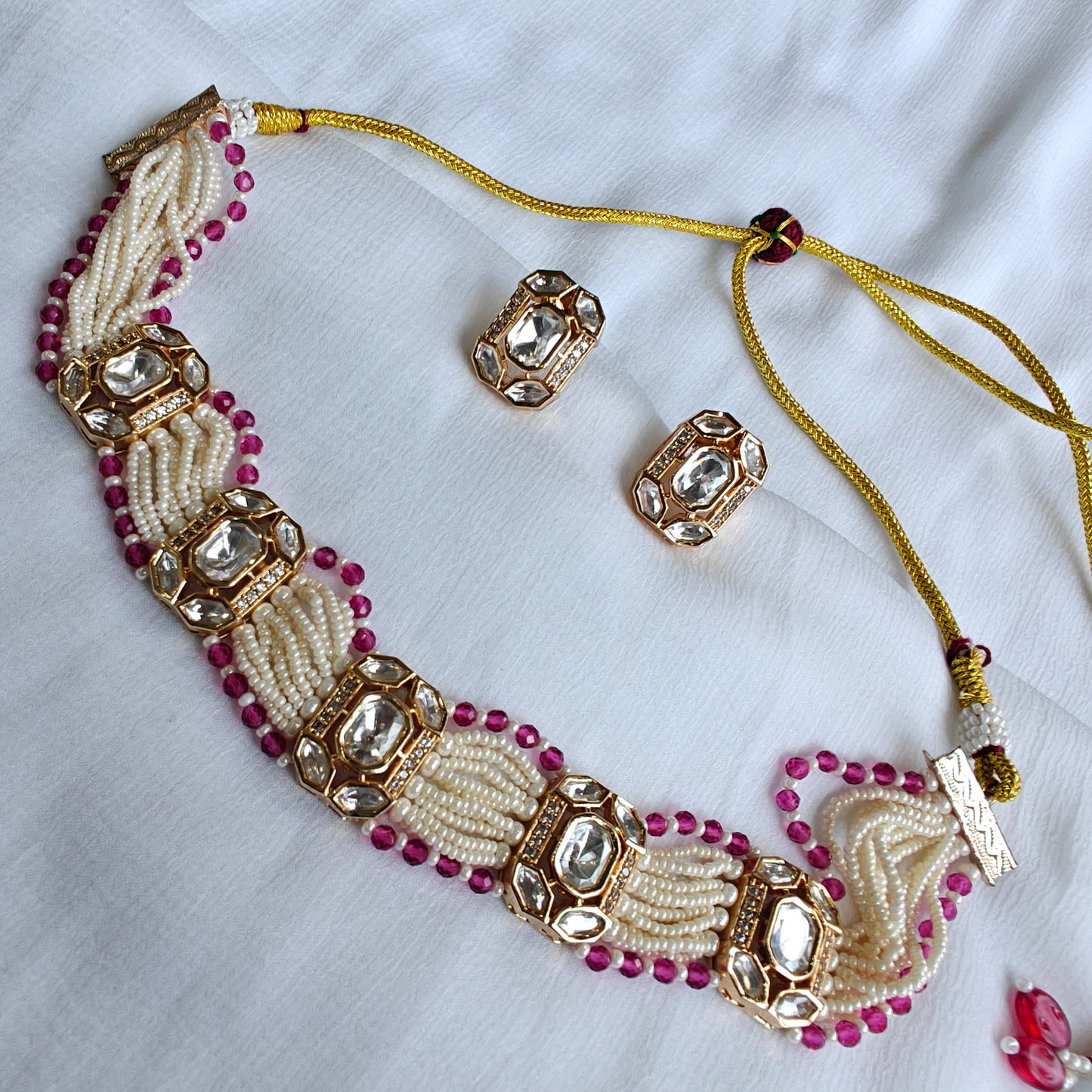 Sleek Pearl and Polki Choker