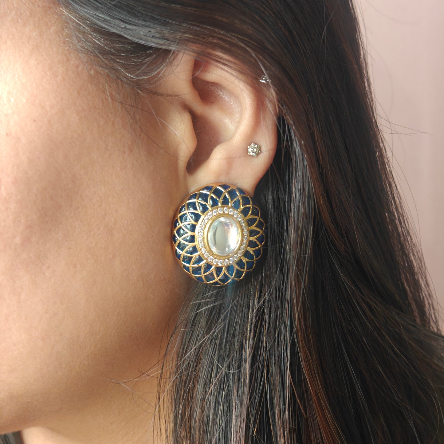 Neelam Jadau Stud Earrings