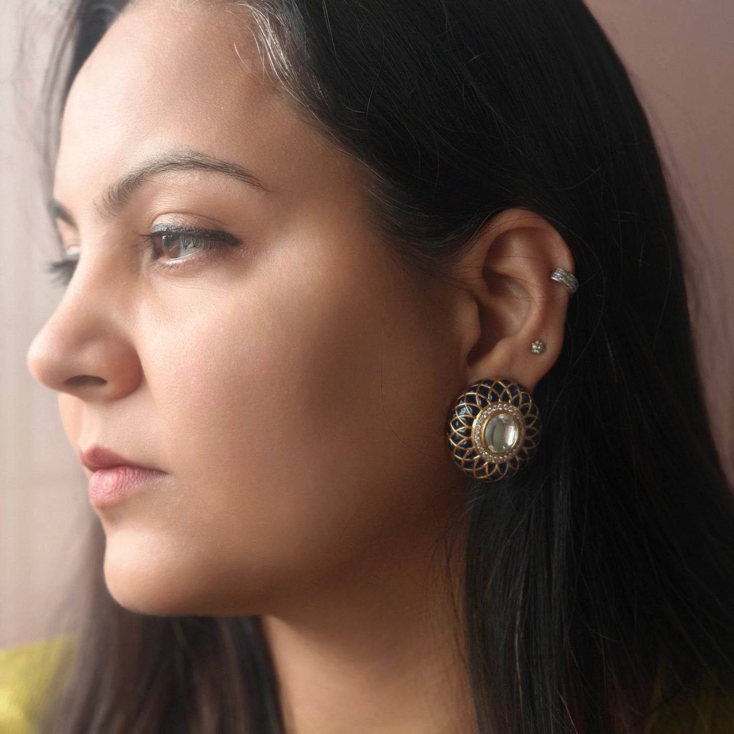 Neelam Jadau Stud Earrings