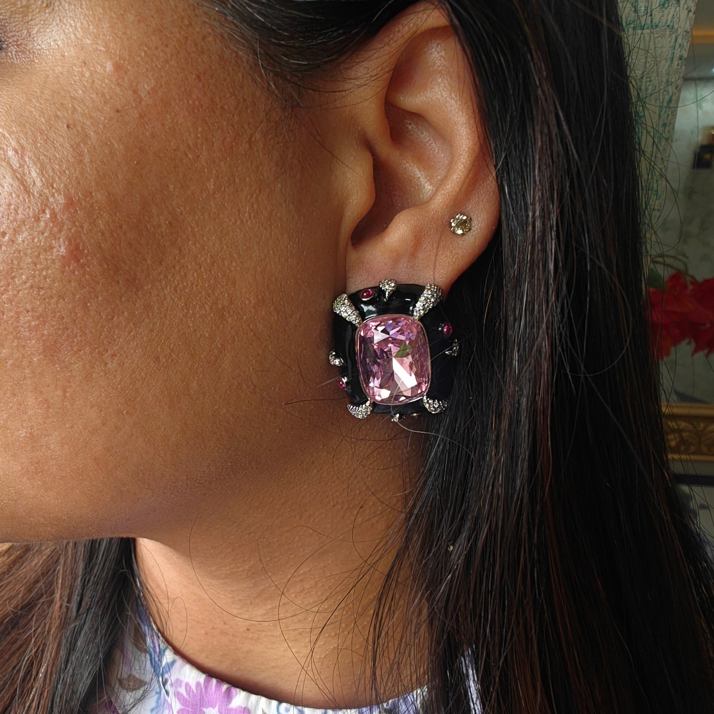 Enamel Swarovski Crystal Stud Earrings