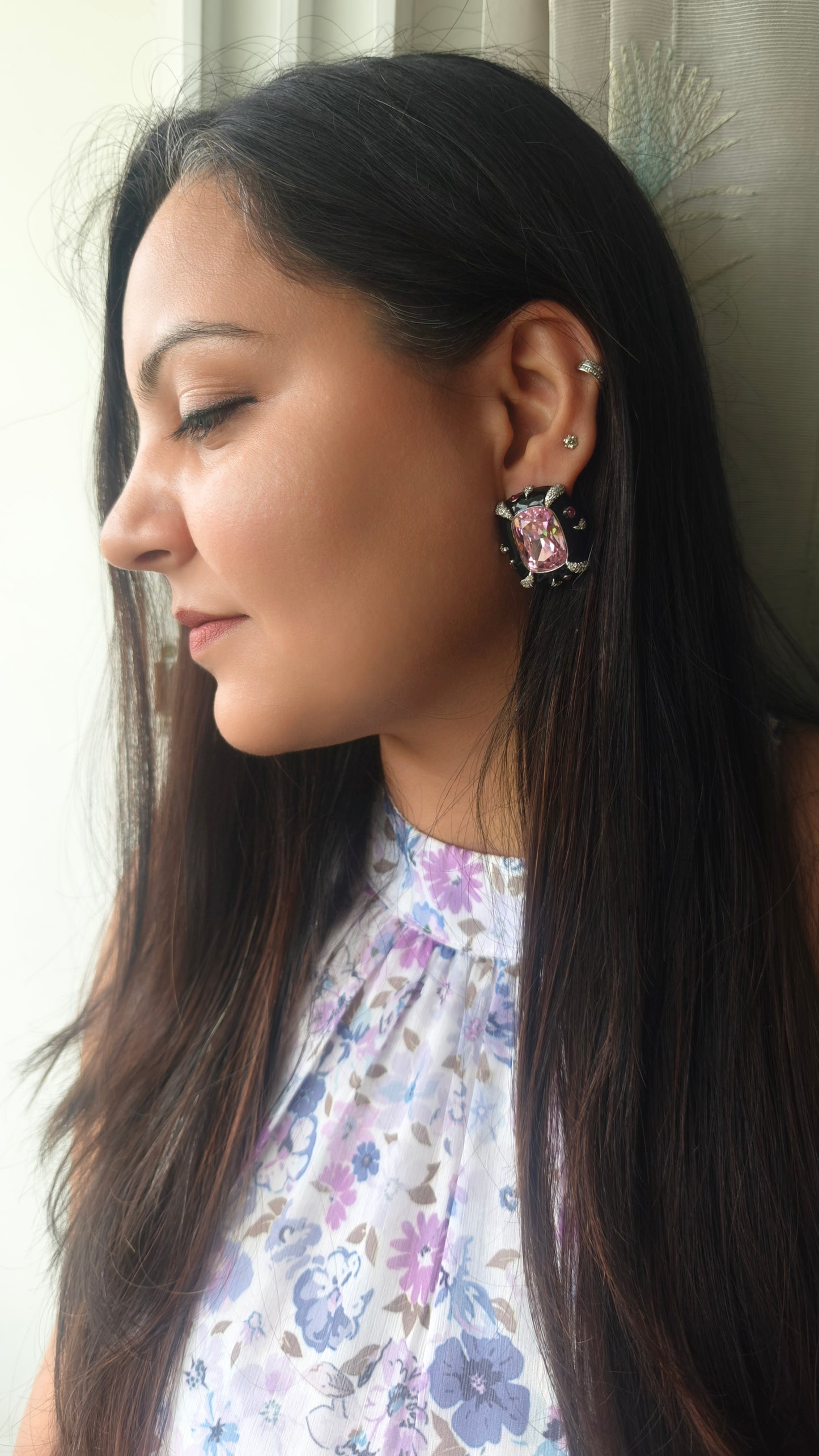 Enamel Swarovski Crystal Stud Earrings