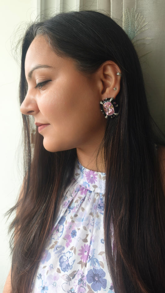 Enamel Swarovski Crystal Stud Earrings