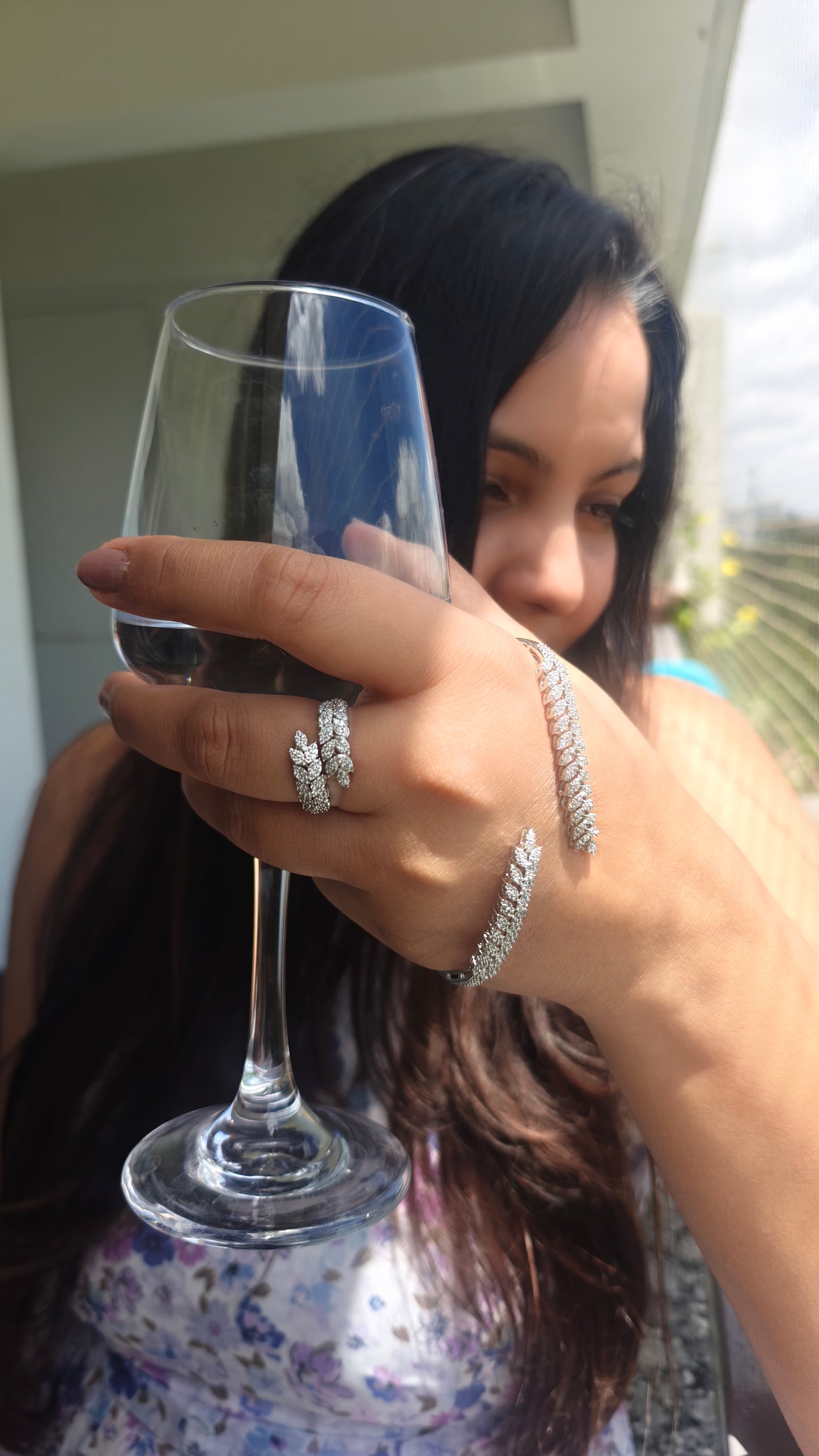Diamon Look Alike Palm Bracelet and Adjustable Ring combo