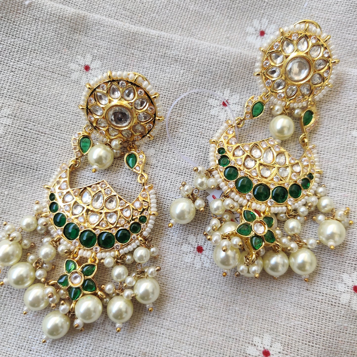 SemiPrecious Stone Studded Moti Chaandbali