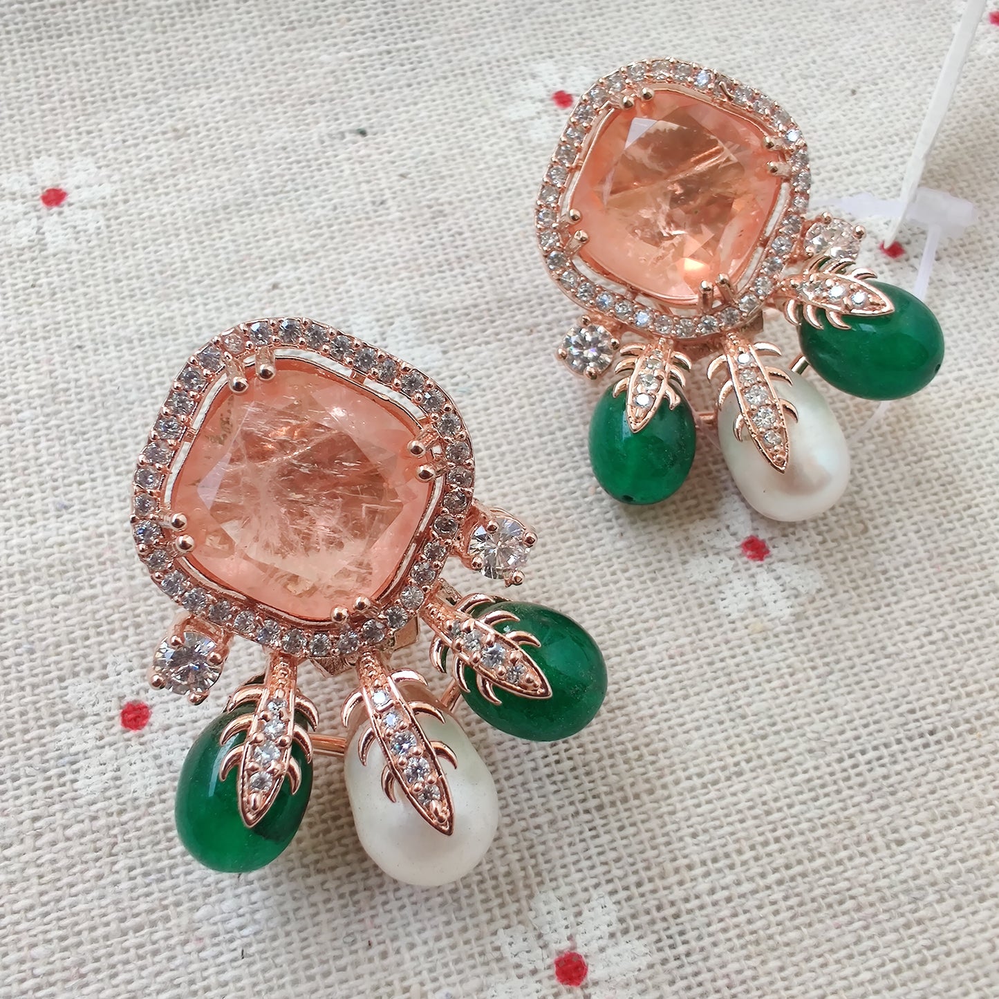 Pastel Doublet Stone Studded Designer Stud Earrings