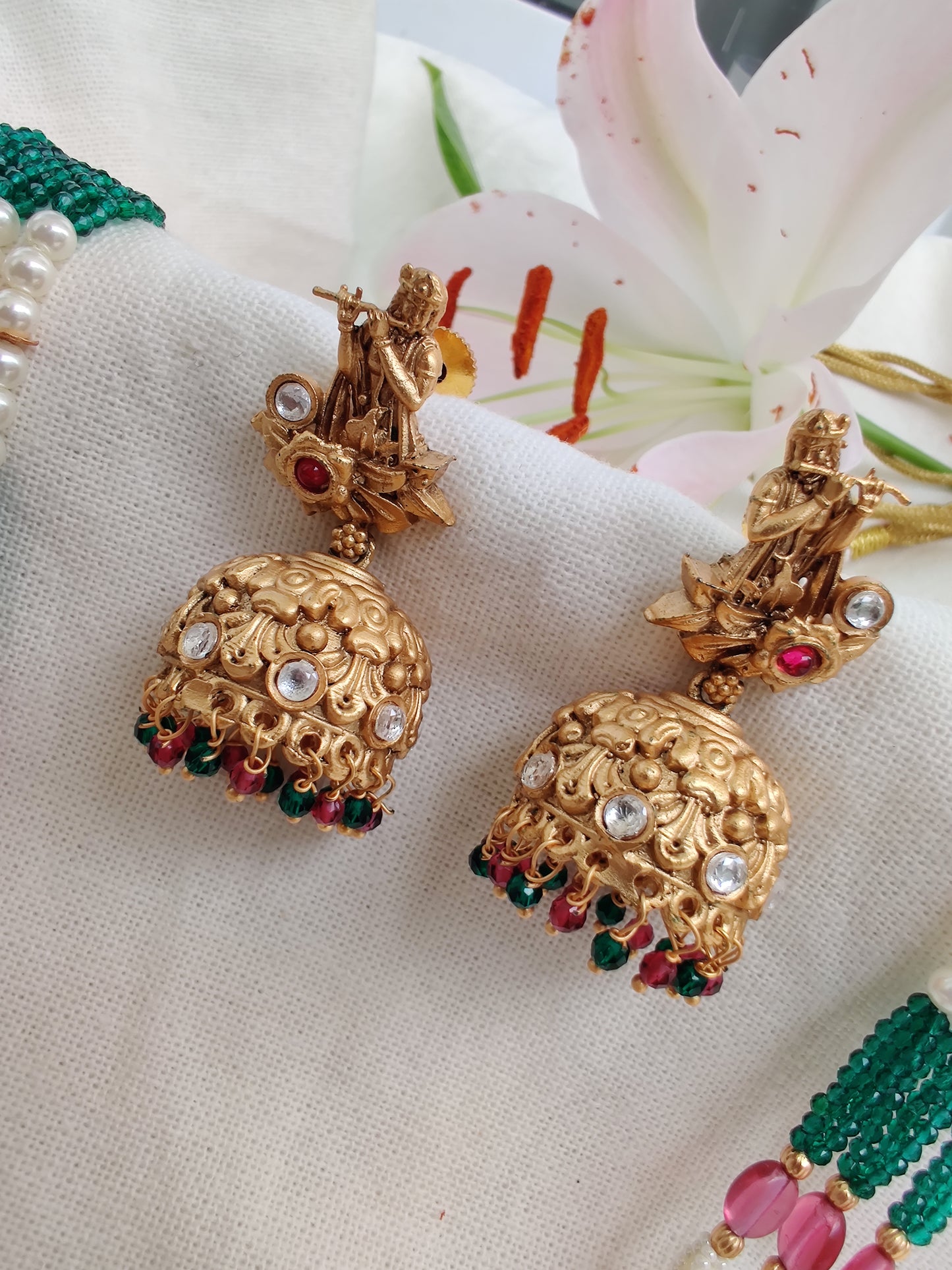 Long Krishna Necklace With Jhumki