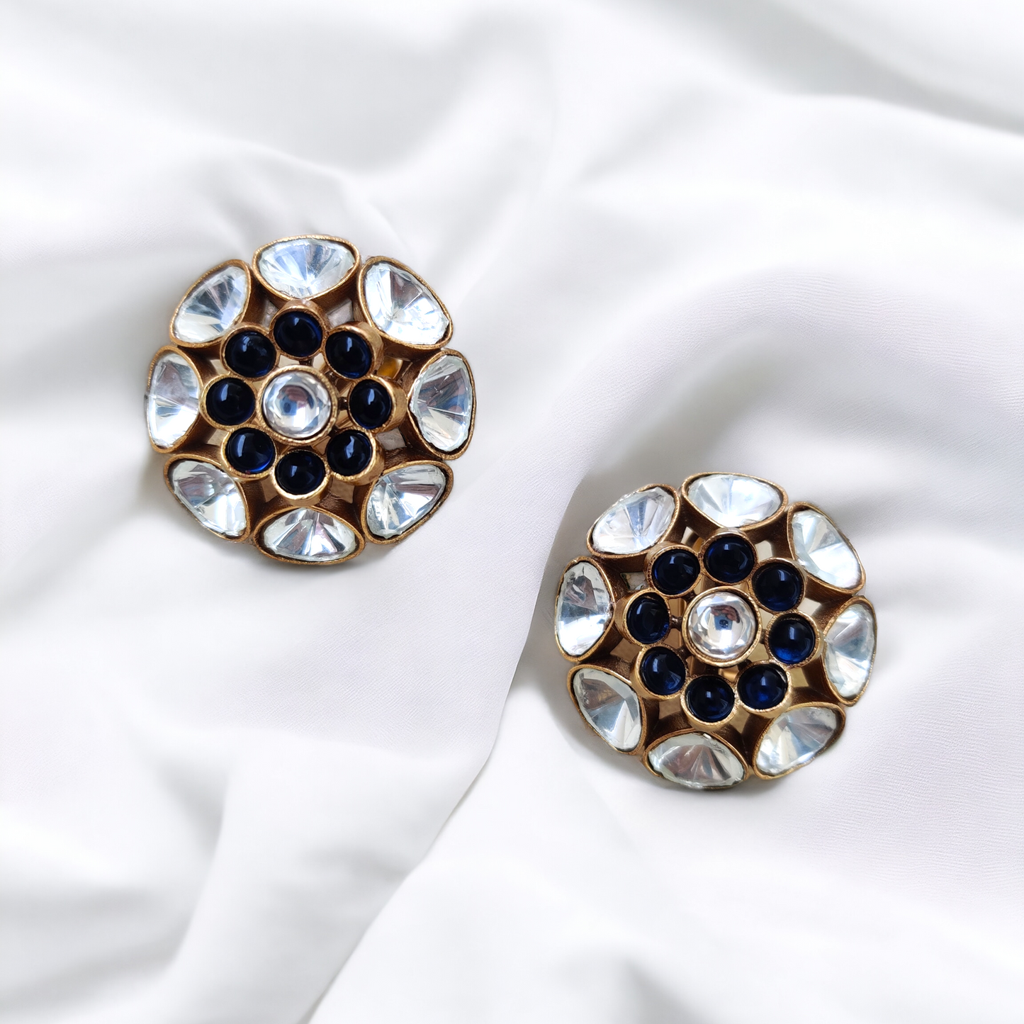 polki sapphire studs (semiprecious)