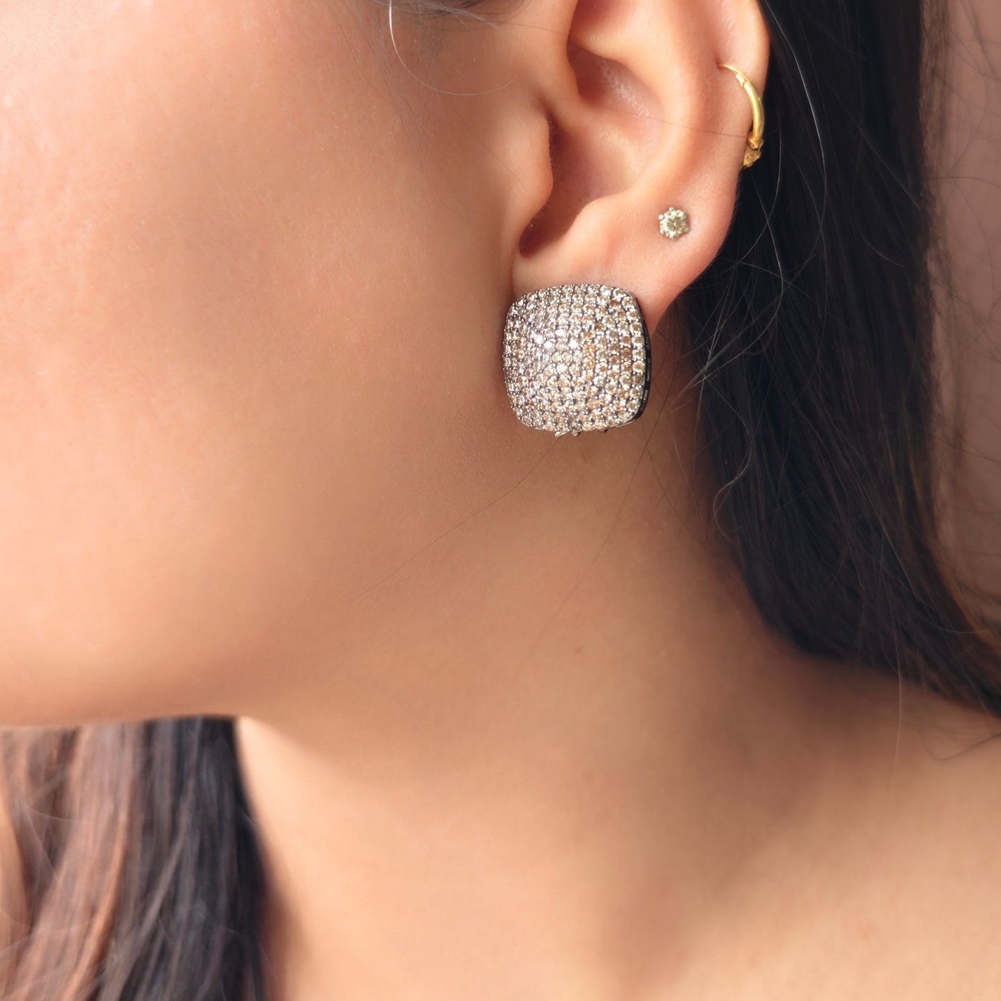 Square Crystal Studded Earrings