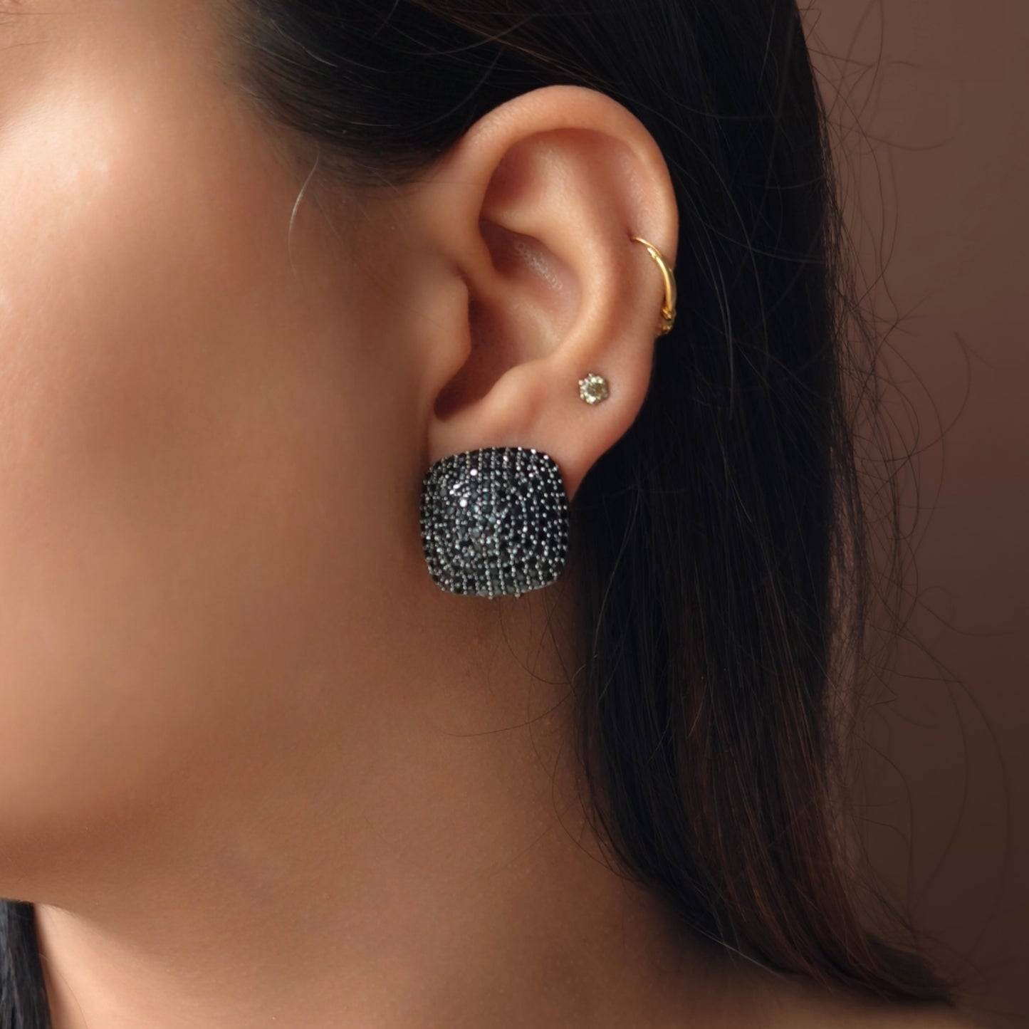 Square Crystal Studded Earrings