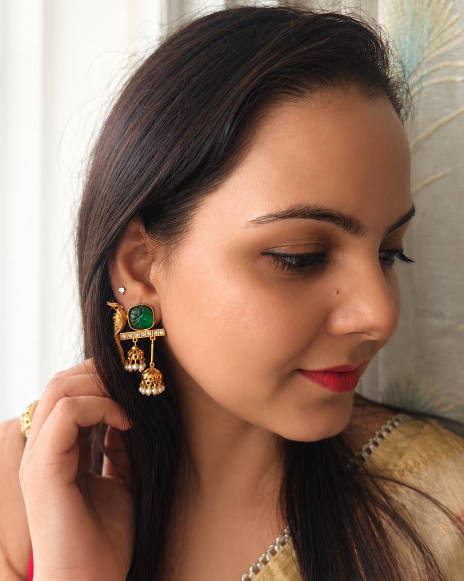 Bird jhumka earrings