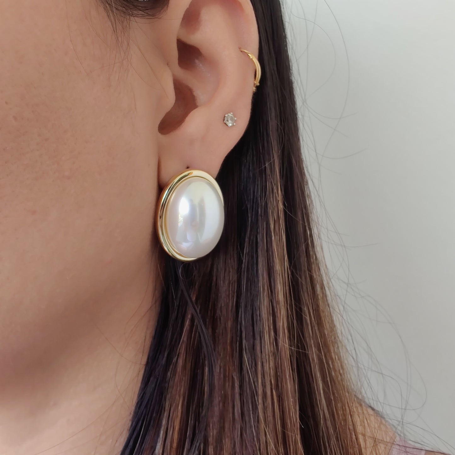 Pearl Studded Anti Tarnish Oval Studs