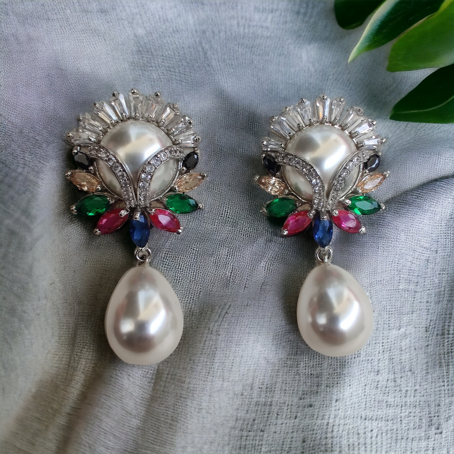 multi coloured pearl drop earrings