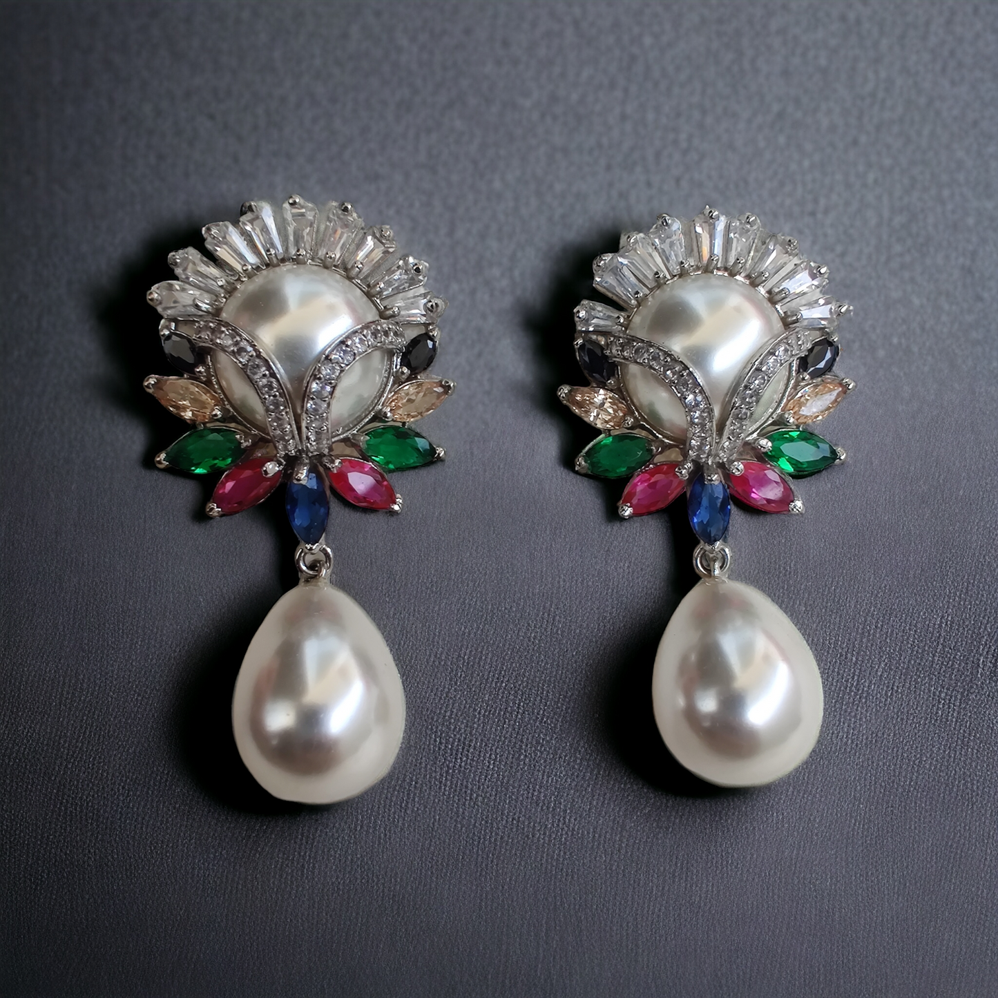 multi coloured pearl drop earrings