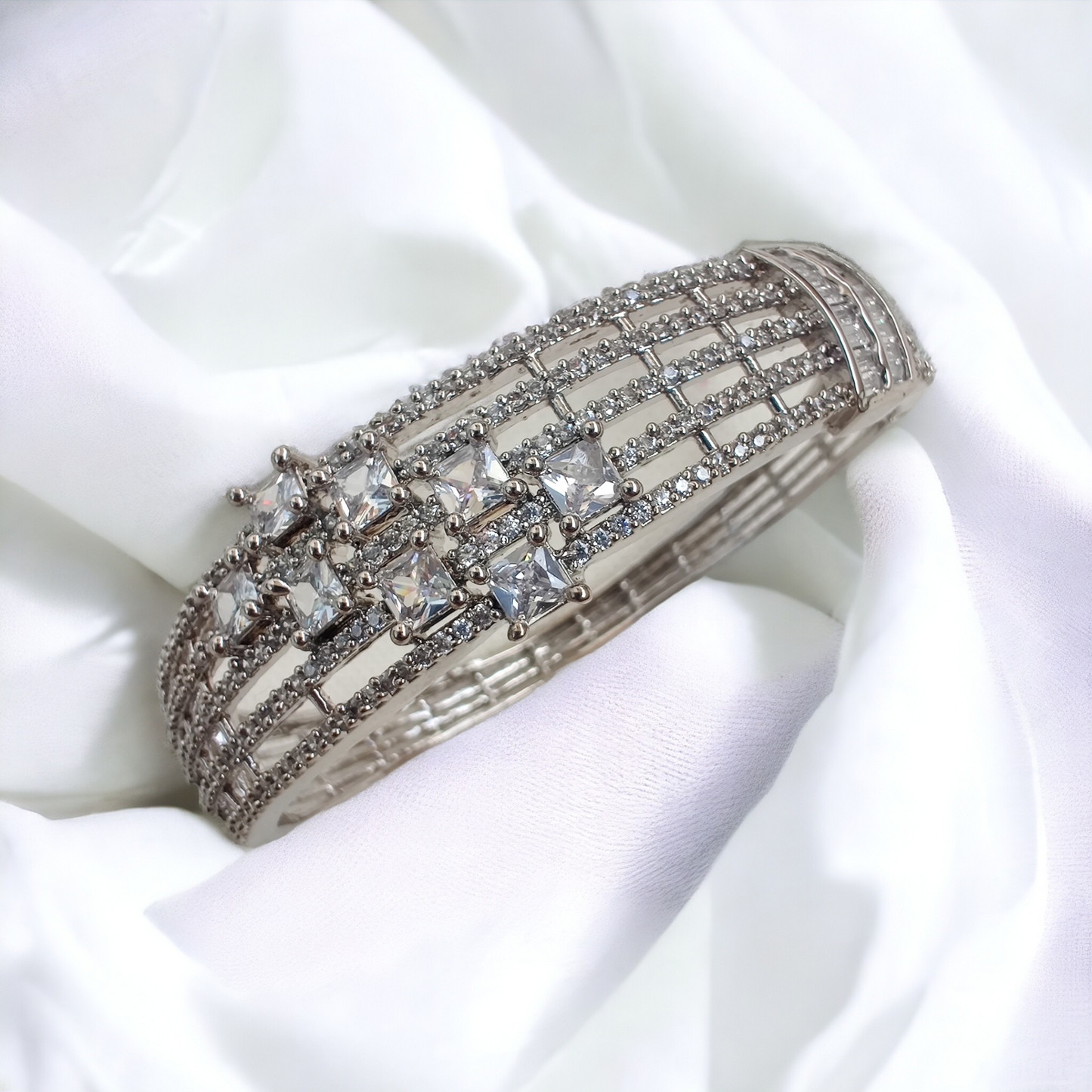 diamond look wide bracelet