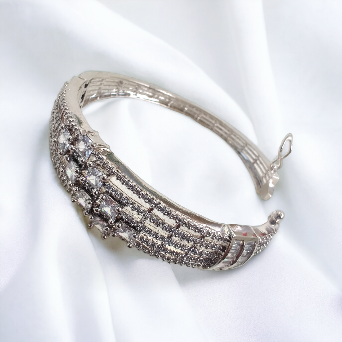 diamond look wide bracelet