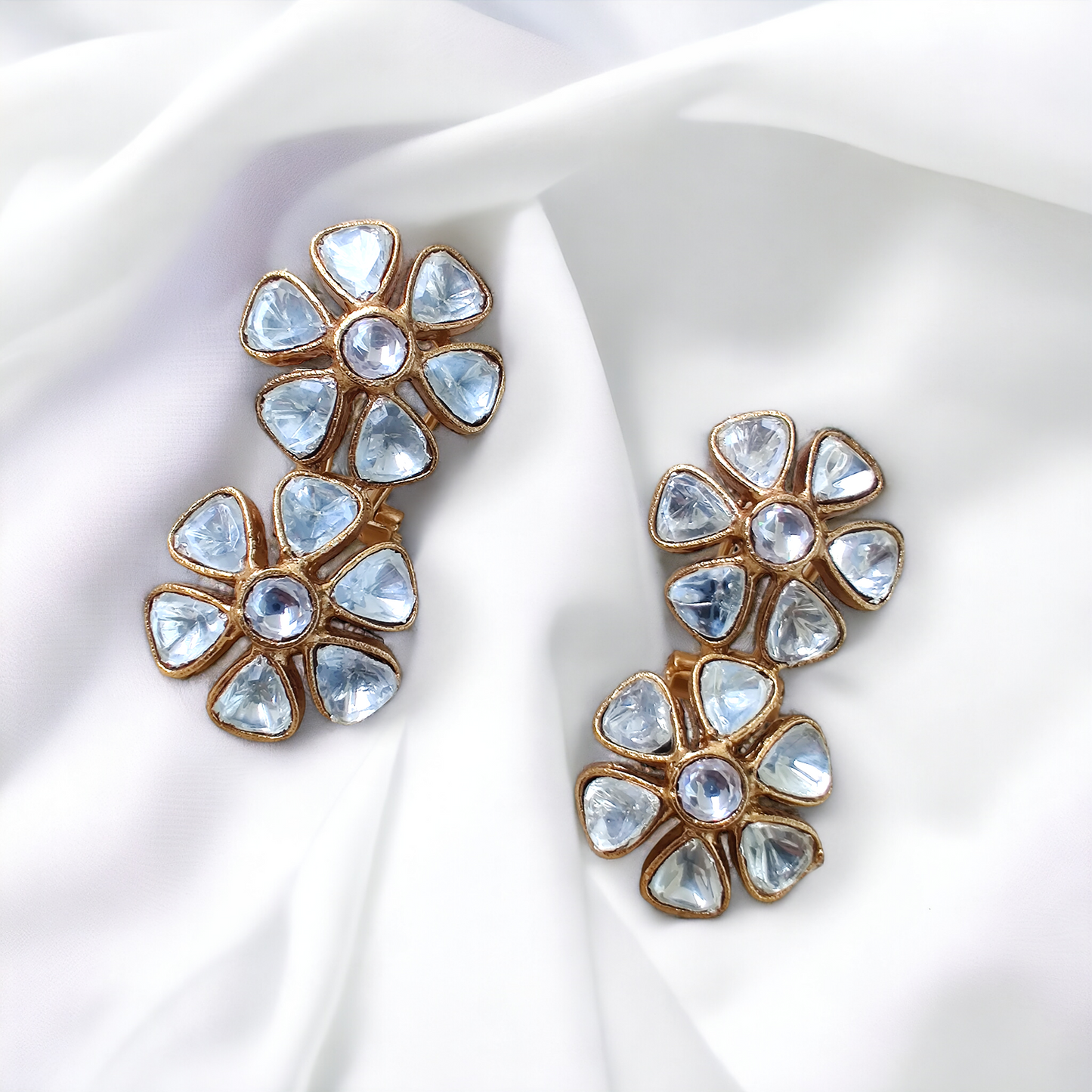 polki doublet flower studs