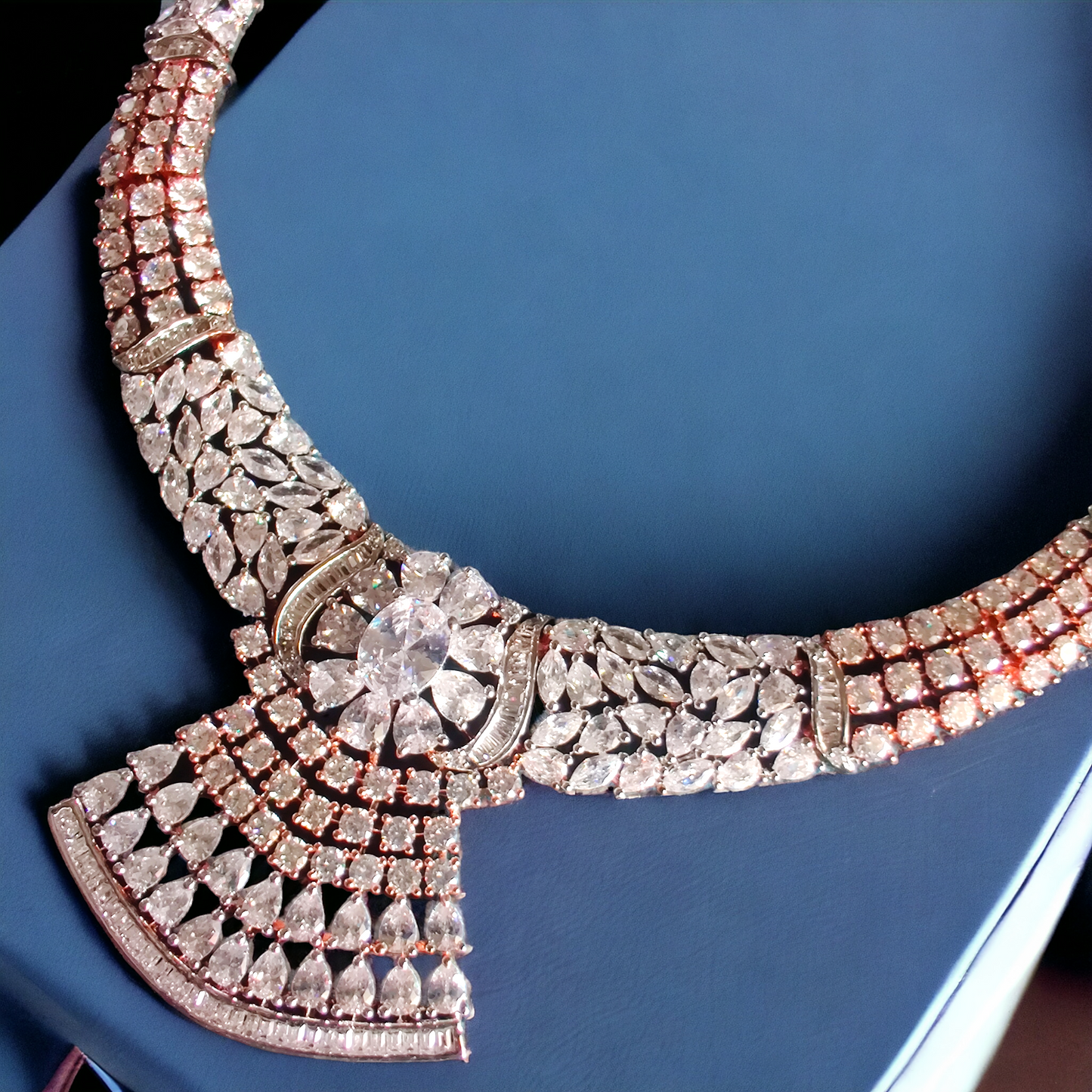 dual polish American diamond studded necklace