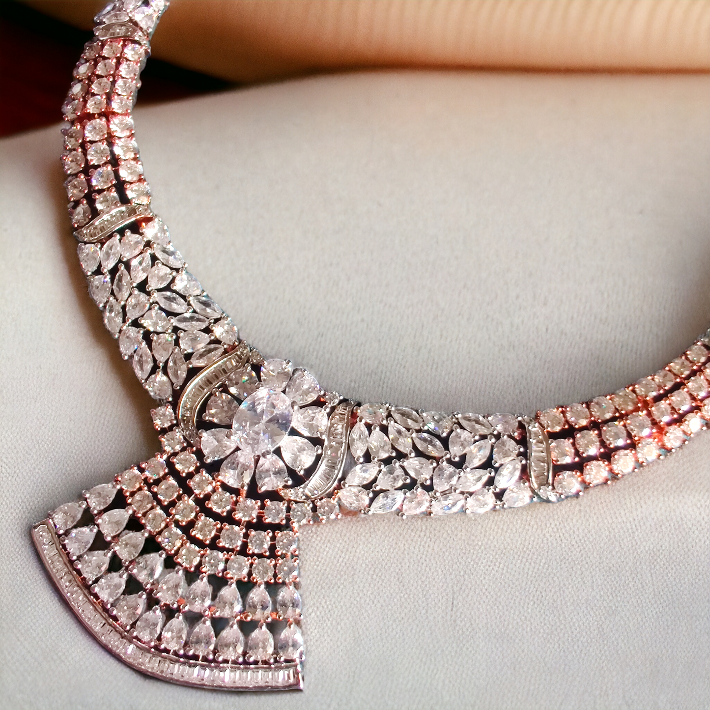 dual polish American diamond studded necklace