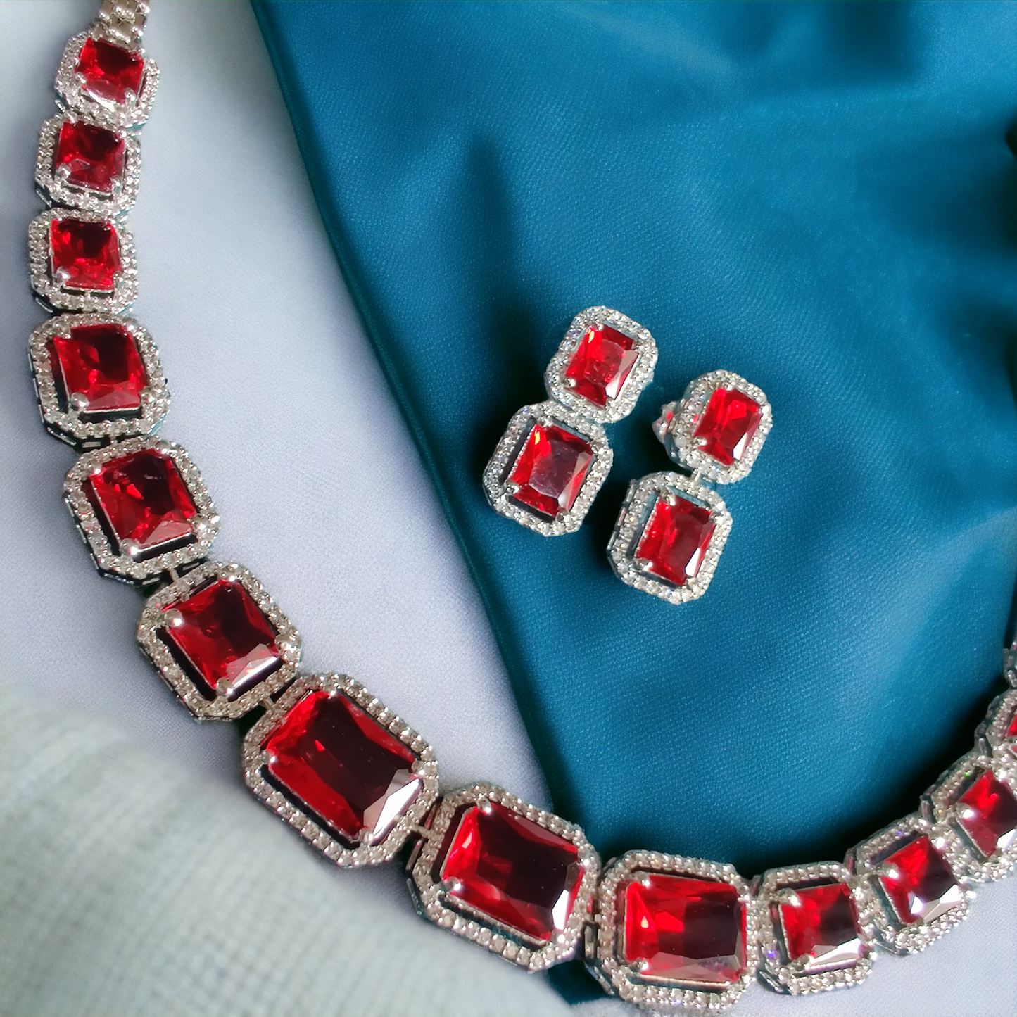 ruby studded single neckline