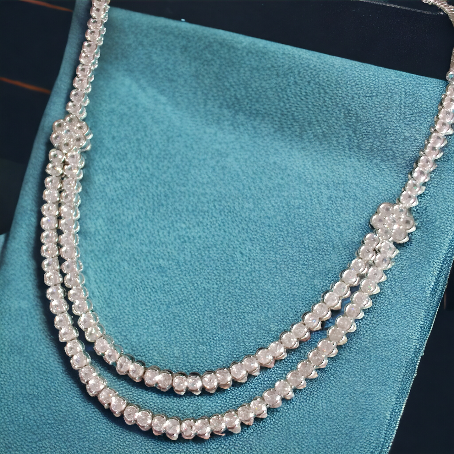 double line diamond lookalike necklace