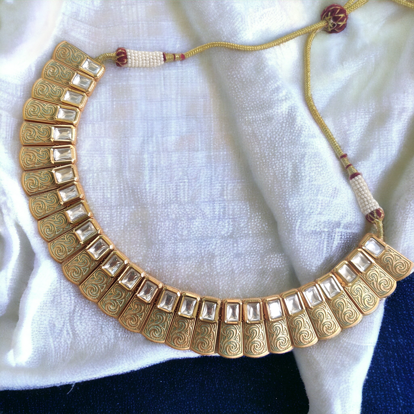 pachi kundan meenakari nakkash necklace