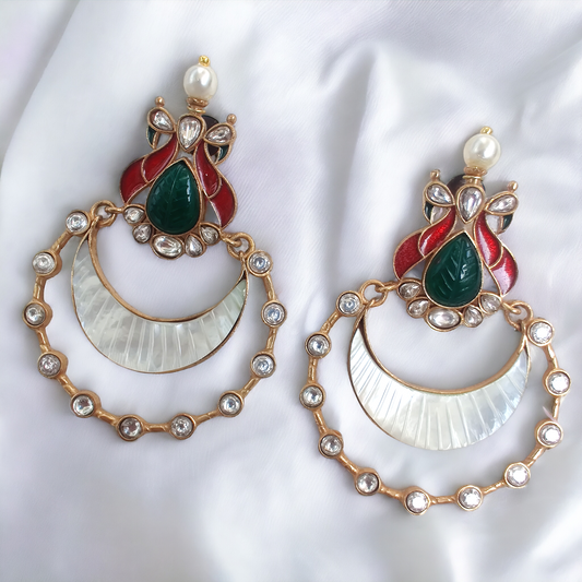 handcrafted quartz combined with meenakari chaandbalis