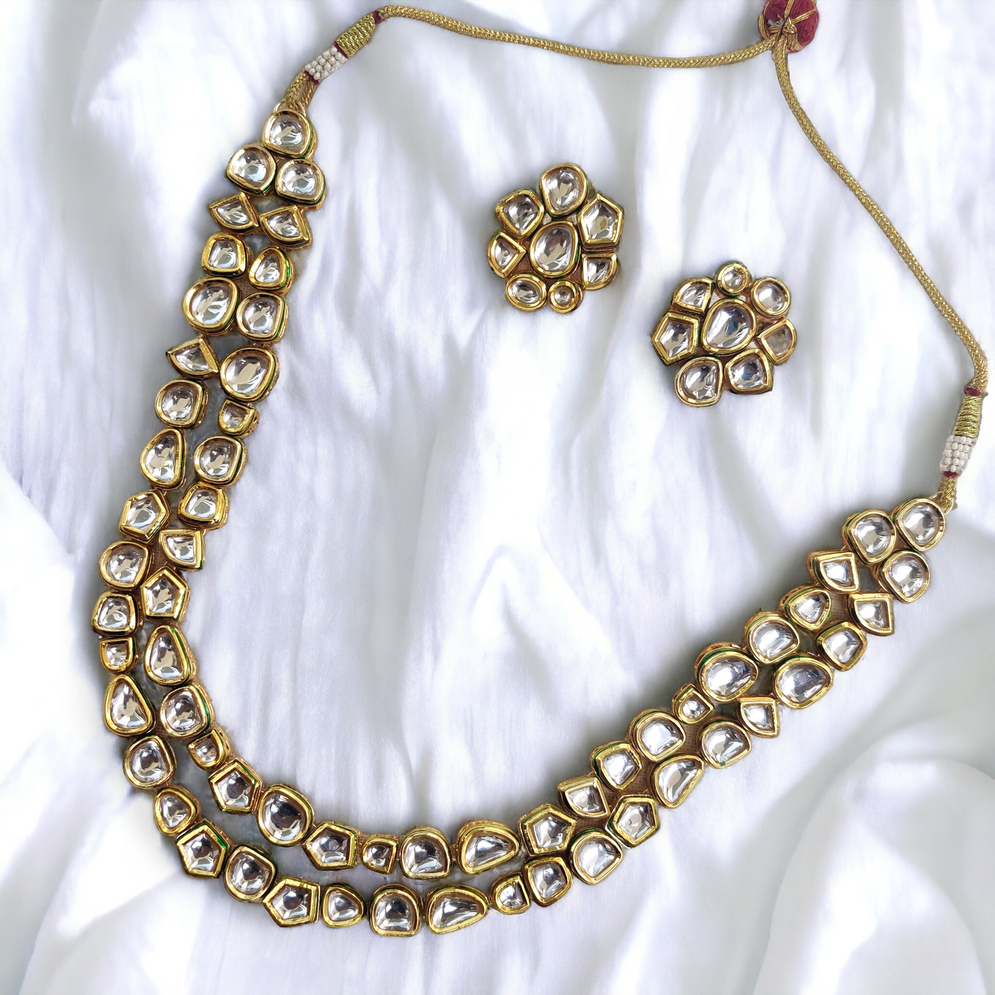 bikaneri kundan double layered necklace set