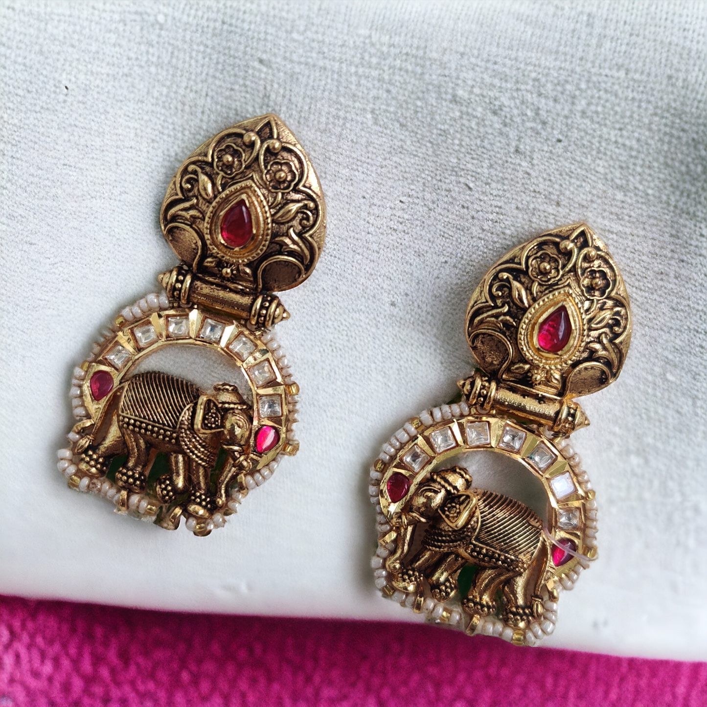 Gaja antique jadau earrings