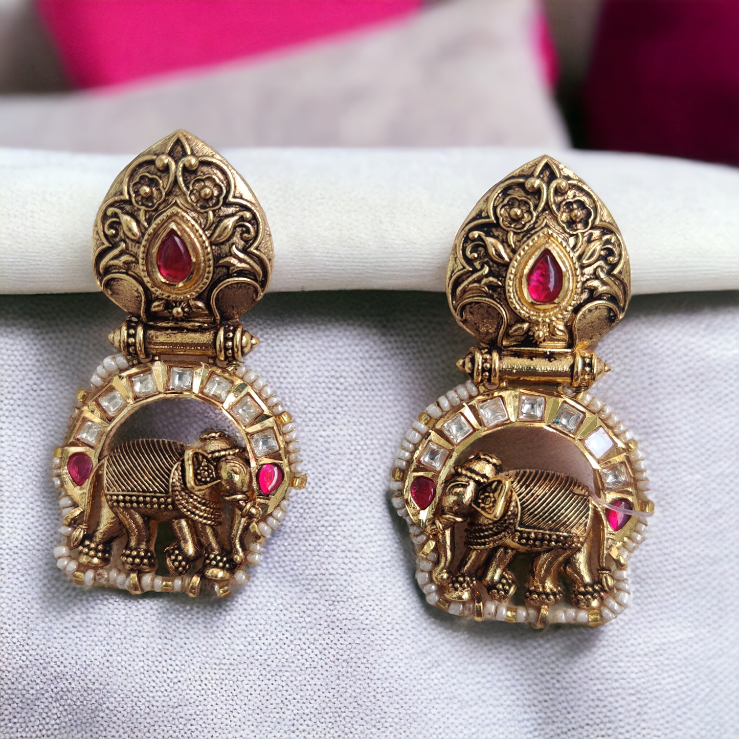 Gaja antique jadau earrings