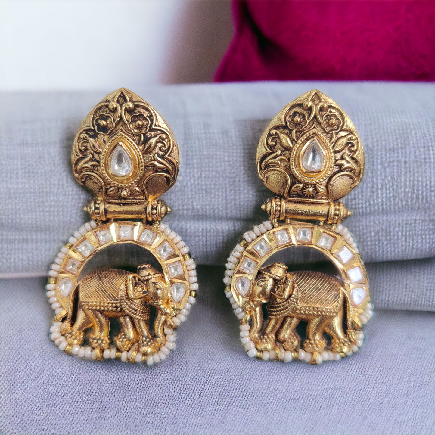 Gaja antique jadau earrings