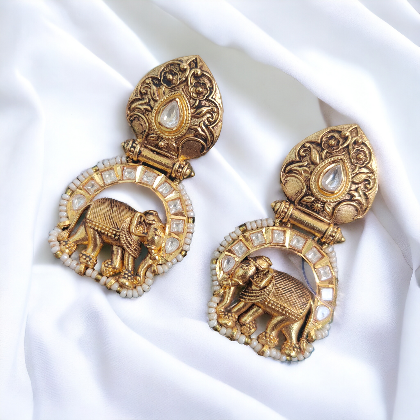 Gaja antique jadau earrings