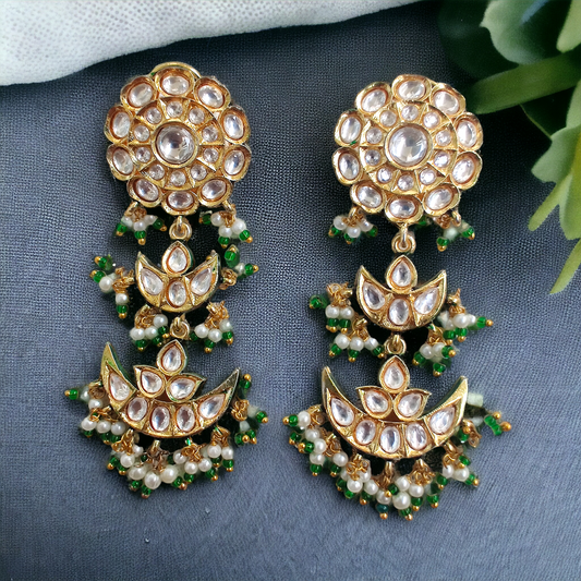 pachhi kundan lotus drop danglers