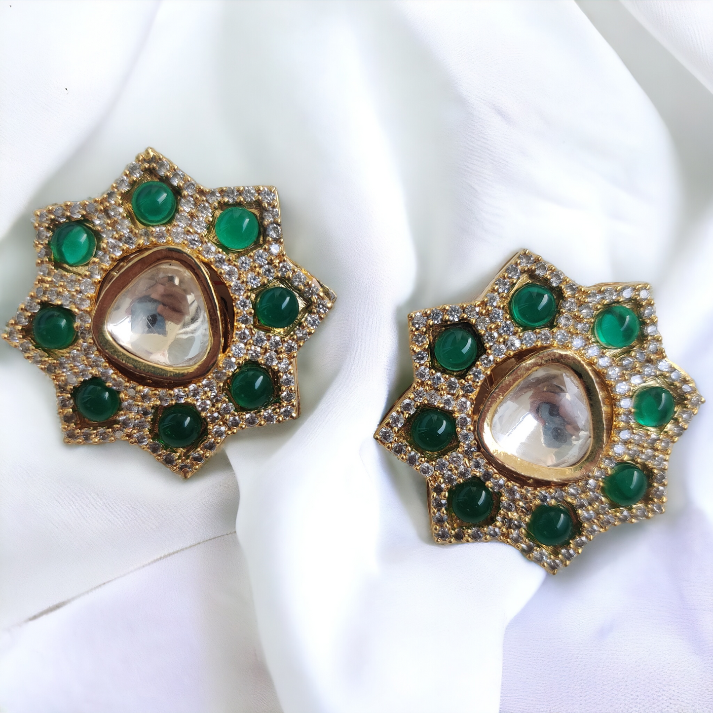 emerald polki jadau big studs