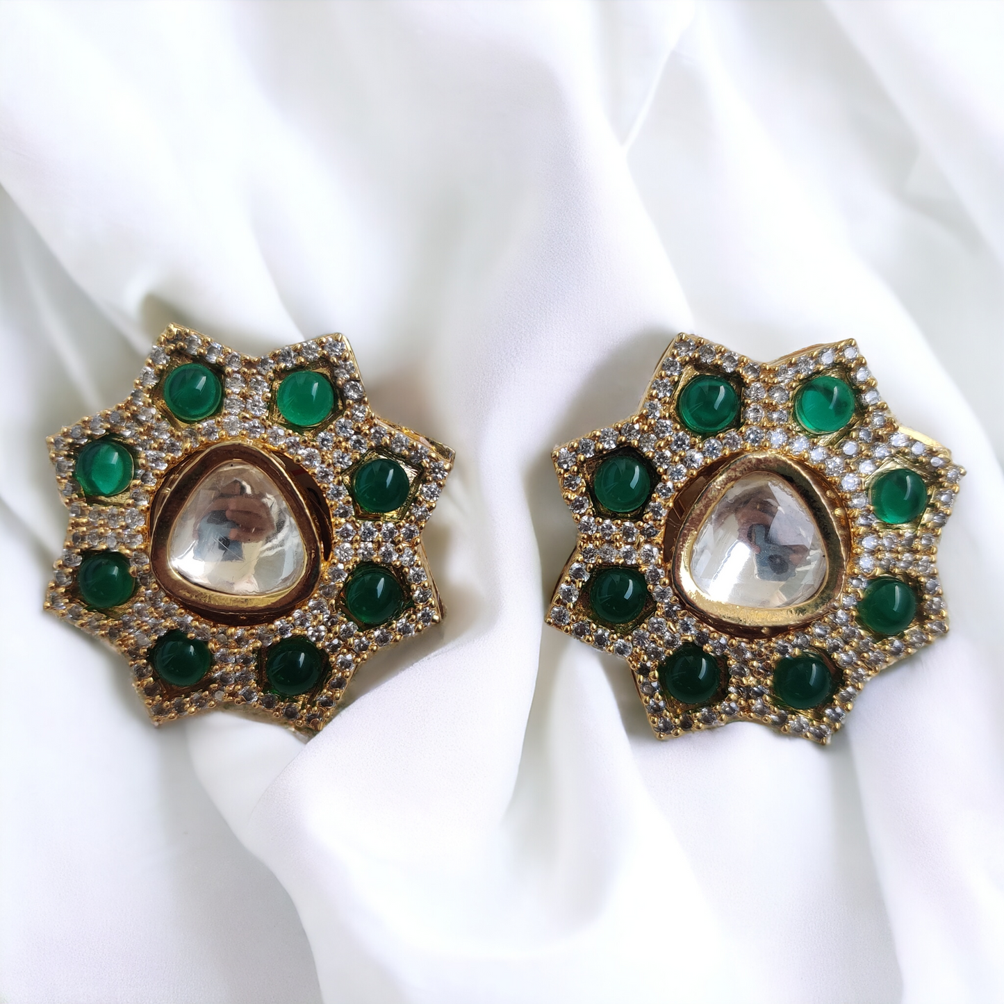 emerald polki jadau big studs