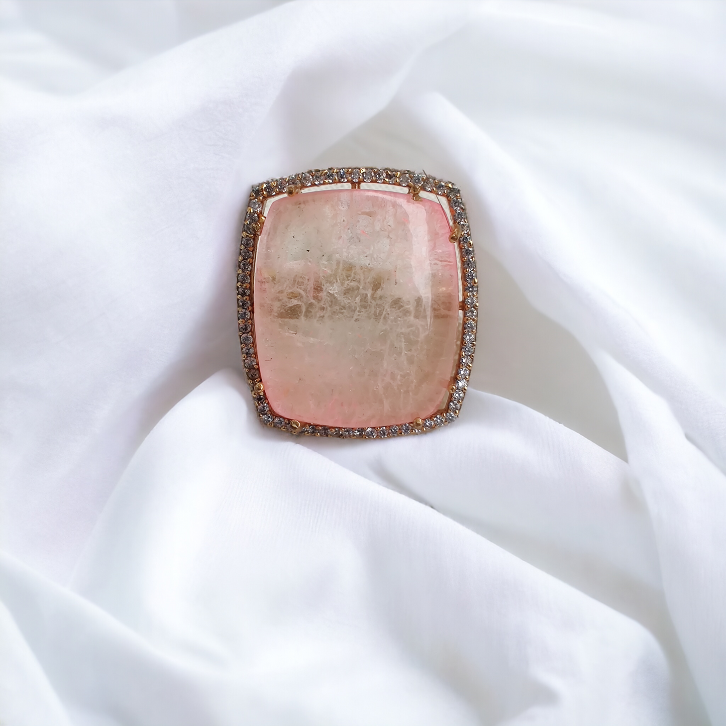 Rose Quartz (semiprecious) Cocktail Ring